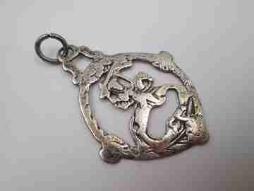 Saint James Moor-slayer openwork flat medal. Sterling silver. Handle & ring. 19th century