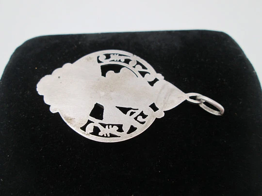 Saint James the Pilgrim openwork medal. Sterling silver and colours enamels. 1960's