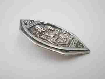 Saint Joseph and Child religious medal. 925 sterling silver. High relief. Spain