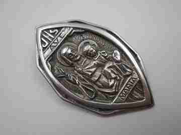 Saint Joseph and Child religious medal. 925 sterling silver. High relief. Spain