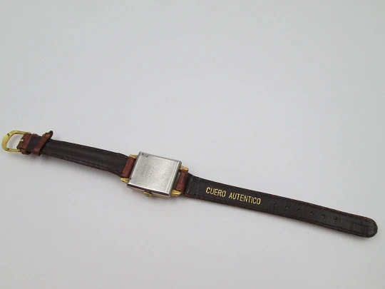 Samovar ladie's wristwatch. Manual wind. Gold plated & steel. Leather strap. 1940's