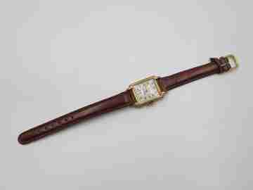 Samovar ladie's wristwatch. Manual wind. Gold plated & steel. Leather strap. 1940's