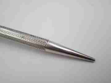 Sampson Mordan Everpoint mechanical pencil. Silver plated metal. Guilloche. 1920's