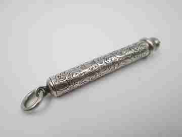 Sampson Mordan mechanical propelling twist pencil. Silver. Vegetable motifs