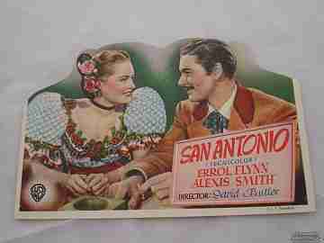 San Antonio. Circa: 1946. Errol Flynn. Die-cut. Colour. Spain