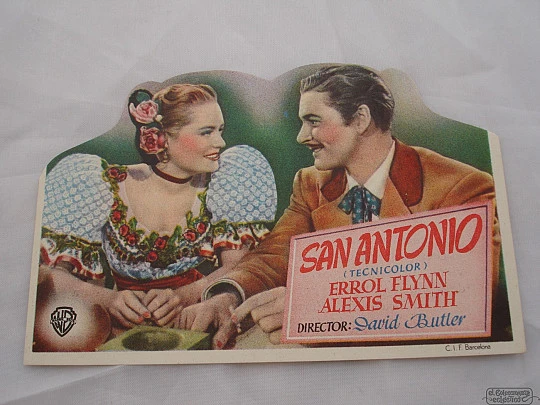 San Antonio. Errol Flynn. Troquelado. Año 1946. Color. Publicidad