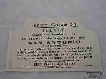 San Antonio. Errol Flynn. Troquelado. Año 1946. Color. Publicidad