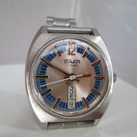 Savar Stainless Steel Manual Wind Calendar 1970s Swiss | El