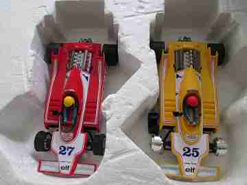 Scalextric GP-16 scale race set. Ligier JS 11 cars. Exin. 1980's. Spain