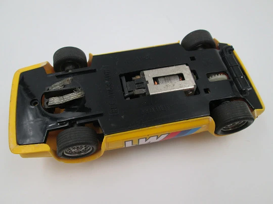 Scalextric slot car. BMW M1. Exin. 1980's. Yellow & black. Spain