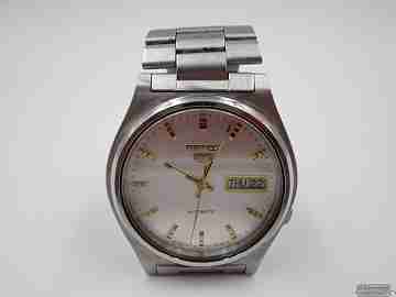 Seiko 5. Automático. Acero. Día y fecha. Armis. 1980. Esfera plata