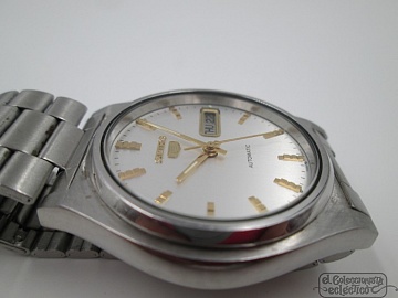 seiko 5 automático acero calendario armis 1980 esfera plateada
