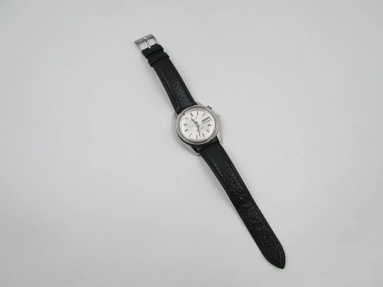 Seiko Bell-Matic men's alarm watch. Stainless steel. Automatic. Calendar. Japan. 1970's