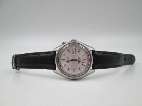 Seiko Bell-Matic men's alarm watch. Stainless steel. Automatic. Calendar. Japan. 1970's