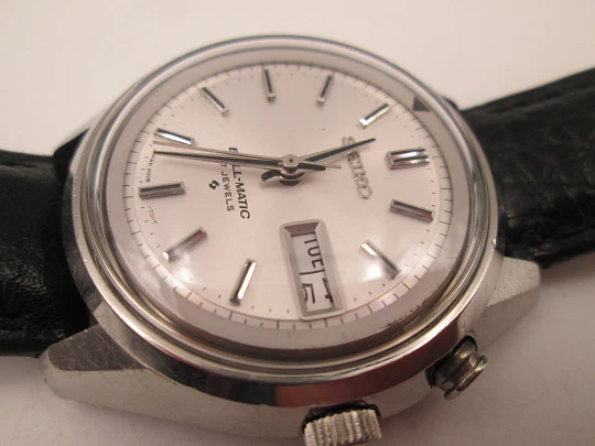 Seiko Bell-Matic men's alarm watch. Stainless steel. Automatic. Calendar. Japan. 1970's