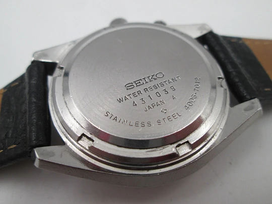 Seiko Bell-Matic. Acero inoxidable. Cuerda automática. Calendario. Alarma. Japón. 1970 Seiko Bell-Matic. Acero inoxidable. Cuerda automática. Calendario. Alarma. Japón. 1970