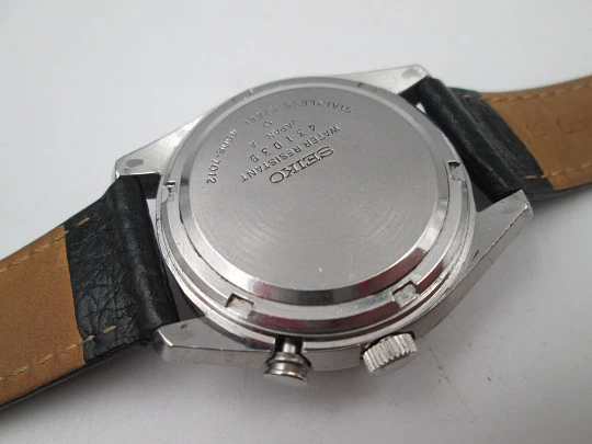 Seiko Bell-Matic. Acero inoxidable. Cuerda automática. Calendario. Alarma. Japón. 1970 Seiko Bell-Matic. Acero inoxidable. Cuerda automática. Calendario. Alarma. Japón. 1970