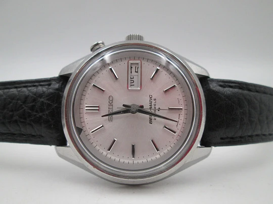 Seiko Bell-Matic. Acero inoxidable. Cuerda automática. Calendario. Alarma. Japón. 1970 Seiko Bell-Matic. Acero inoxidable. Cuerda automática. Calendario. Alarma. Japón. 1970