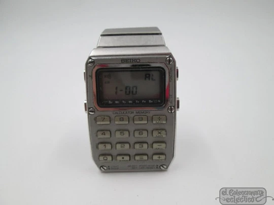 Seiko C515-5000 Calculator watch. Steel. Quartz. 1980's. Bracelet