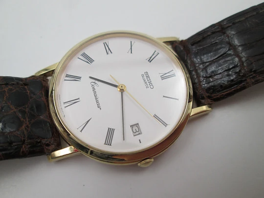 Seiko Connaisseur. Gold plated & stainless steel. Quartz movement. Calendar. 1980's