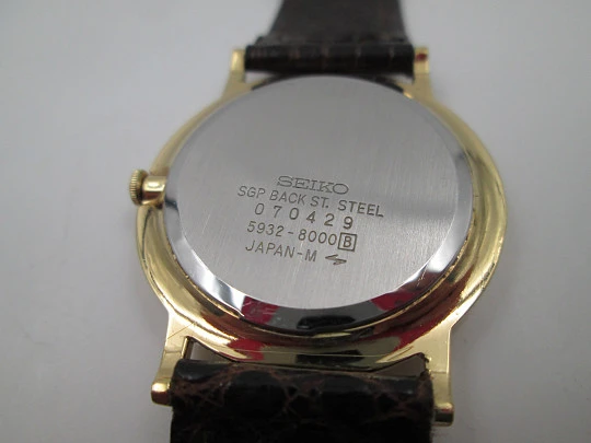 Seiko Connaisseur. Gold plated & stainless steel. Quartz movement. Calendar. 1980's