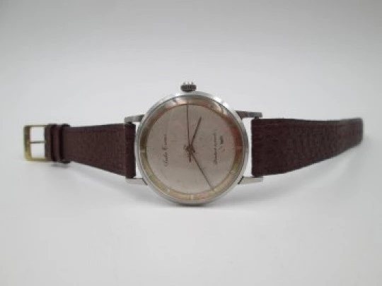 Seiko Cronos Diashoch. Stainless steel. Manual winding. Strap. 1960's. Japan