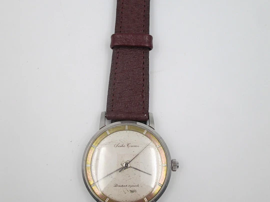 Seiko Cronos Diashoch. Stainless steel. Manual winding. Strap. 1960's. Japan