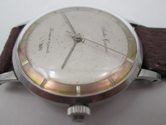 Seiko Cronos Diashoch. Stainless steel. Manual winding. Strap. 1960's. Japan