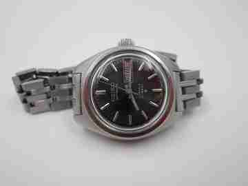 Seiko Hi-Beat ladie's watch. Steel. Automatic. Calendar. Black dial. 1980's