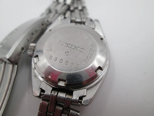 Seiko Hi-Beat ladie's watch. Steel. Automatic. Calendar. Black dial. 1980's