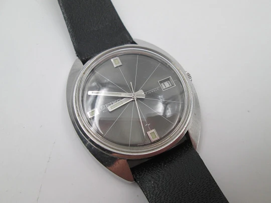 Seiko. Acero inoxidable. Dial tornasolado rayos solares. Automático. Calendario. 1970