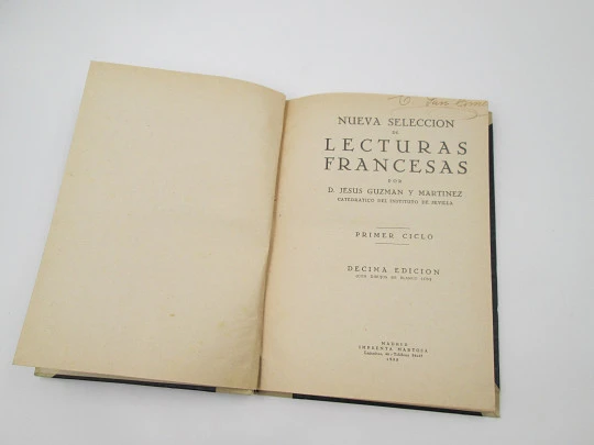 Selección de Lecturas Francesas. Jesús Guzman. Ilustraciones Blanco Lon. 1935