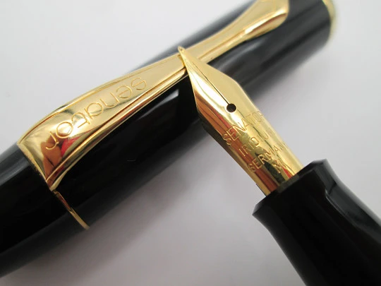 Senator Regent. Black resin and gold plated details. Piston filler. Germany. 1970's