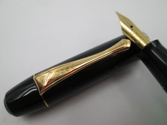 Senator Regent. Black resin and gold plated details. Piston filler. Germany. 1970's