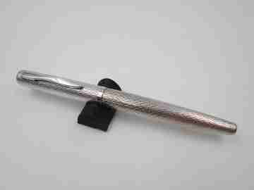 Sergio Zatti fountain pen. Rolled silver plated. Wave pattern. Cartridge. Italy