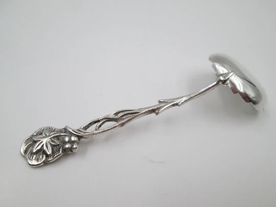 Serving spoon. 925 sterling silver. Openwork handle & wide head. Flower motif. 1970's