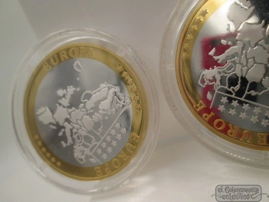 Set 3 coins. 50 euros. Silver. 24K gold plated. San Marino, Monaco and Vatican