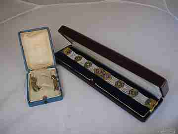 Set bracelet and earrings. Sterling silver. Enamel. Circa 1970