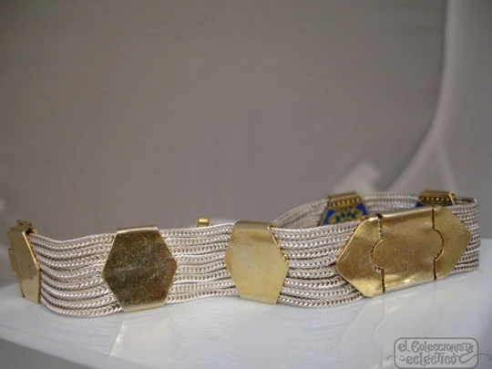 Set bracelet and earrings. Sterling silver. Enamel. Circa 1970