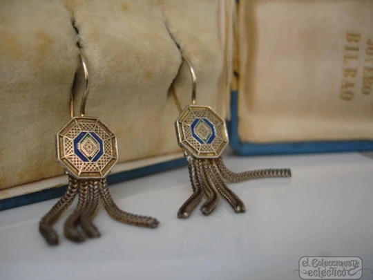 Set bracelet and earrings. Sterling silver. Enamel. Circa 1970