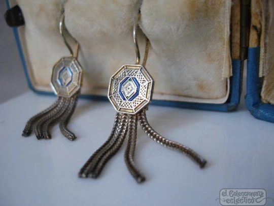 Set bracelet and earrings. Sterling silver. Enamel. Circa 1970