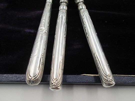 Set de tocador mujer. Abotonador y rizador pelo. Plata de ley. 1920