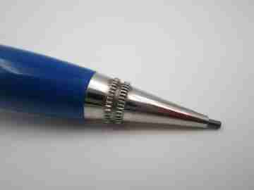 Set estilográfica y portaminas Wearever. Plástico azul y metal cromado. 1950