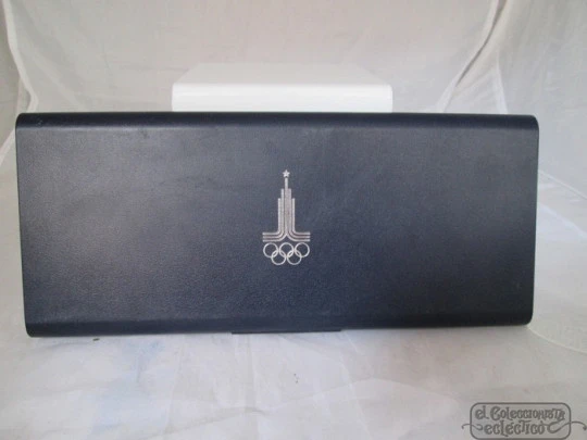 Set five sterling silver coins. Box. 1980's. Moscu Olympics. Rubles