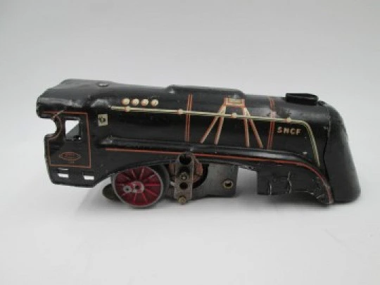 Set locomotora y vagón JEP Bass-Volt S.57. Hojalata. Transformador. 1930