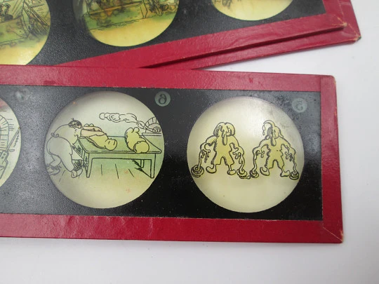 Set of 16 magic lantern slides. Ernst Plank Original box. Children's colour images. 1890