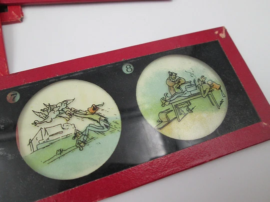 Set of 16 magic lantern slides. Ernst Plank Original box. Children's colour images. 1890