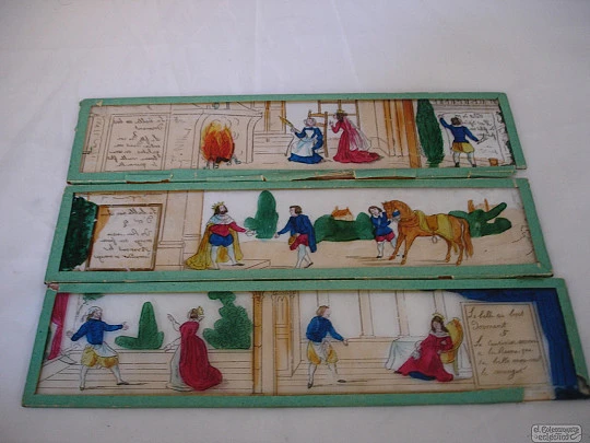 Set of 3 magic lantern slides. France. Large size. Children's story Set of 3 magic lantern slides. France. Large size. Children's story