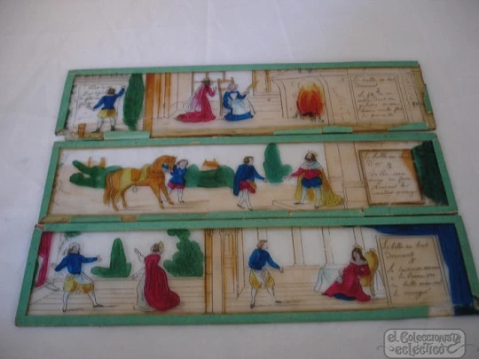 Set of 3 magic lantern slides. France. Large size. Children's story Set of 3 magic lantern slides. France. Large size. Children's story