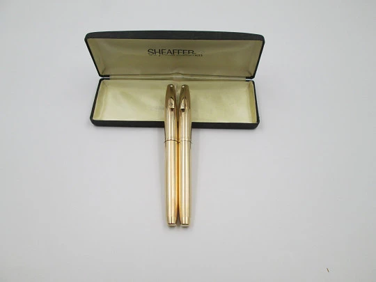 Set Sheaffer Imperial 777. Chapado oro 12k. Pluma y bolígrafo. Estuche